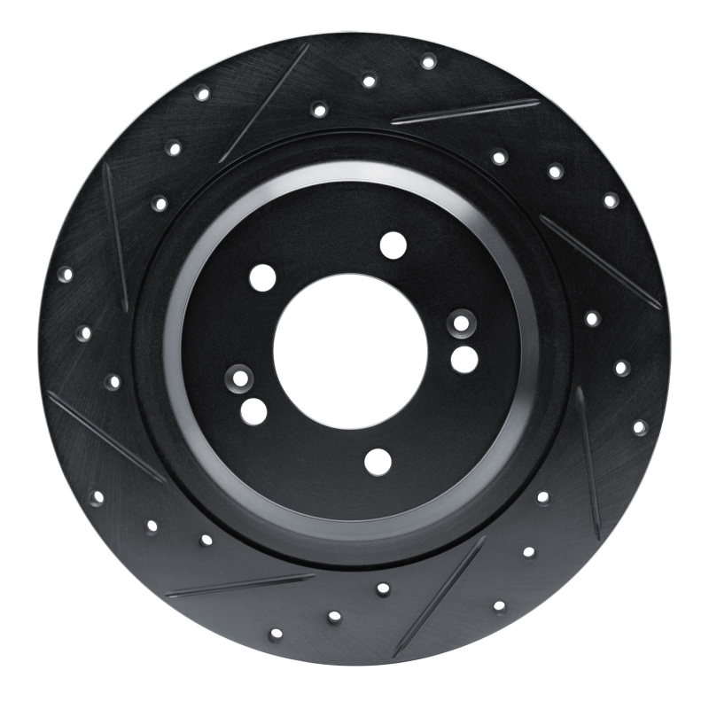 Hyundai Sonata Brake Rotor (1) - Rear Left - R1 Concepts - Drilled & Slotted - Black - `21-`25